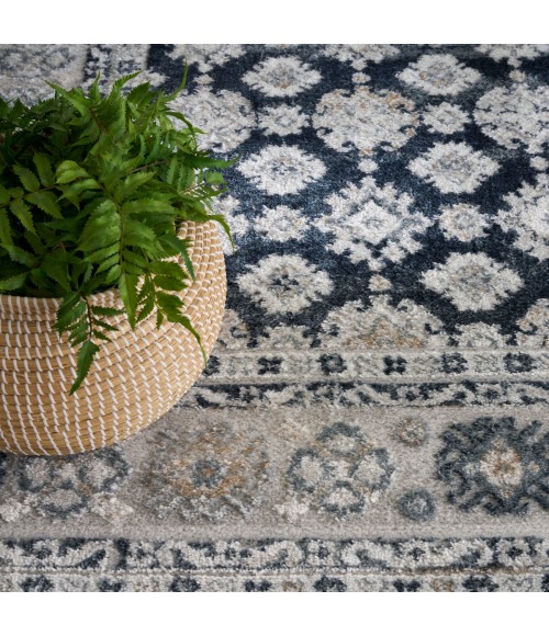 Nourison Dekor Grey Navy DEK02 5 ft. 3 in. X 7 ft. Rect. Rug