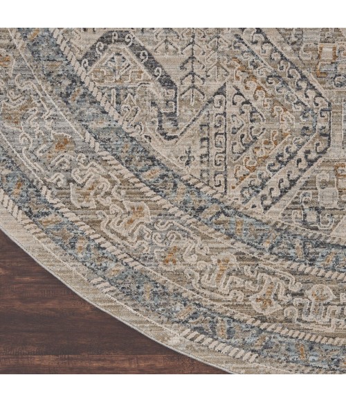 Nourison Nyle Ivory/Grey/Blue Rug NYE01 7’10” X Round - Rugs Town Nourison Nyle Ivory/Grey/Blue NYE01 7’10” X Round Rug