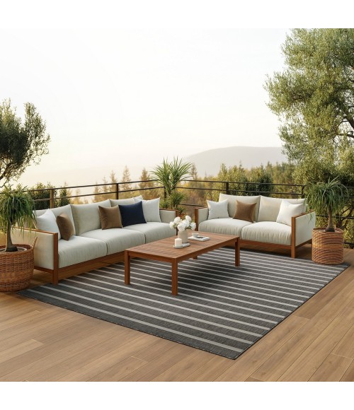 Nourison Positano Charcoal Ivory POS03 7 ft. X 10 ft. Rect. Rug