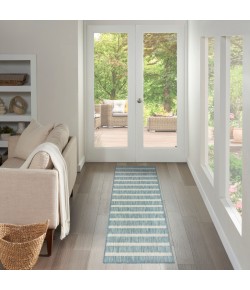 Nourison Positano Aqua Ivory POS03 2 ft. 2 in. X 8 ft. Rect. Rug
