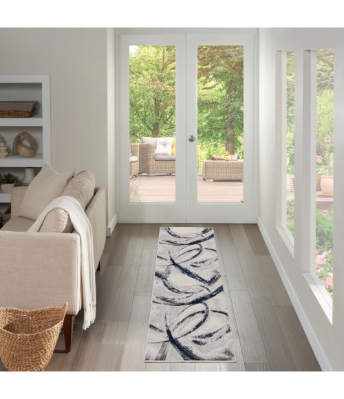 Nourison Splash Grey Navy BSK02 8 ft. Rect. Rug