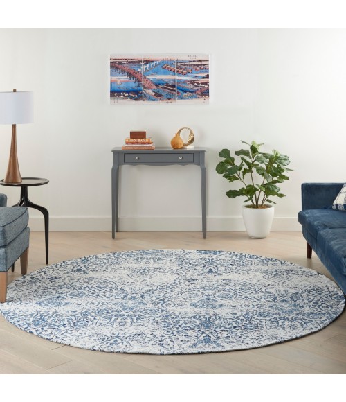 Nourison Damask Iory Navy DAS06 8 ft. x Round Rug