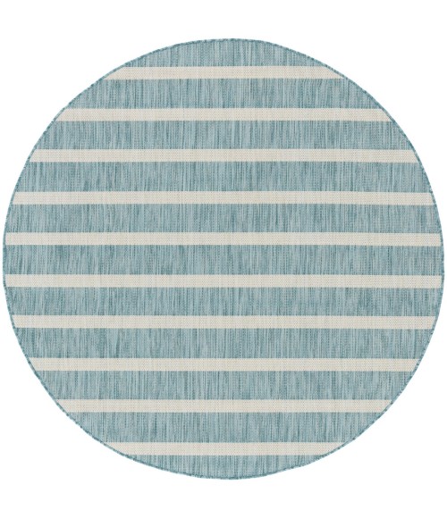 Nourison Positano Aqua Ivory POS03 6 ft. X Round Rug