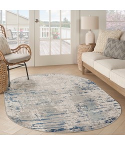 Nourison Concerto Ivory Grey Blue CNC01 6 ft. X 9 ft. Oval Rug