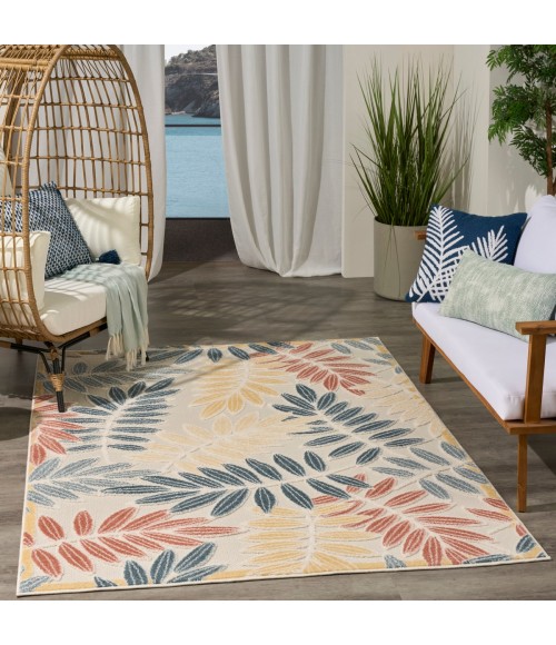 Nourison Aloha Ivory Blue ALH18 5 ft. 3 in. X 7 ft. 5 in. Rect. Rug
