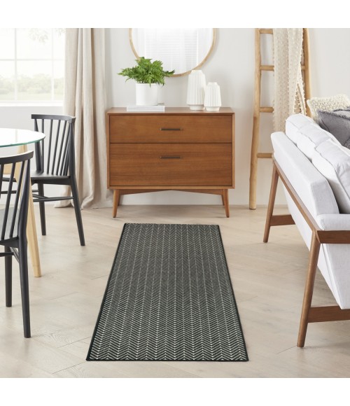 Nourison Horizon Indoor/Outdoor Black HOZ02 2 ft. X 6 ft. Rect. Rug