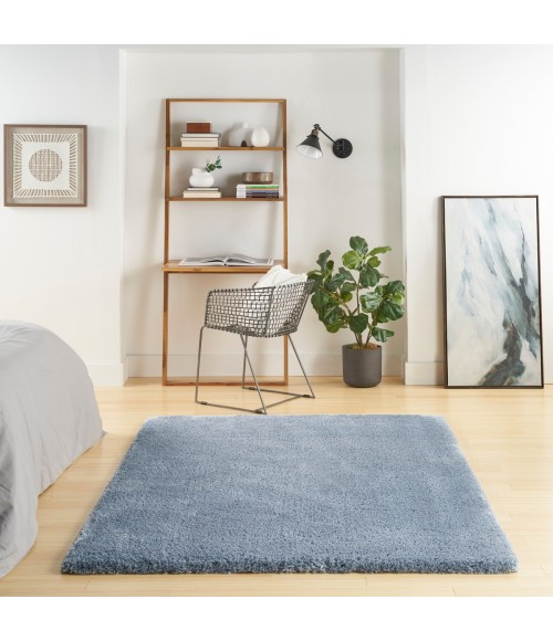 Nourison Luxurious Shag Light Blue LXR05 4 ft. X 6 ft. Rect. Rug