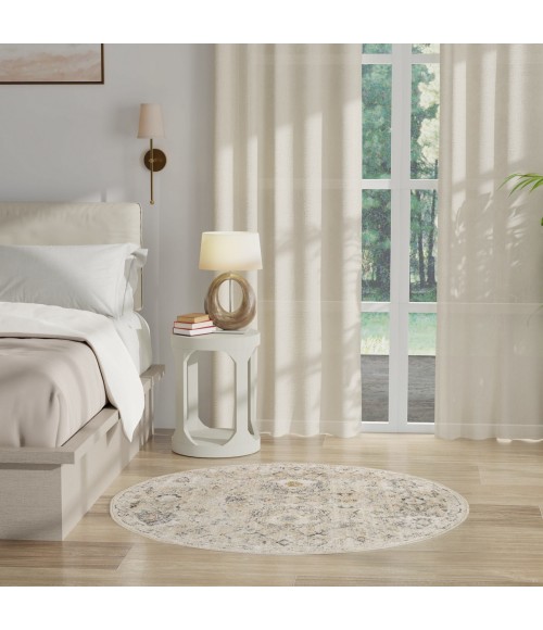 Nourison Oushak Home Cream OUS01 4 ft. X Round Rug