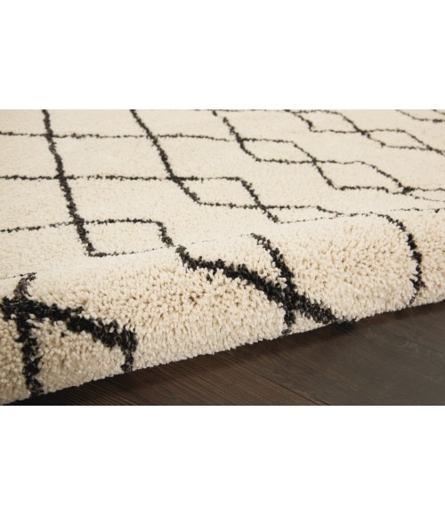 Nourison Geometric Shag Ivory/Charcoal GOS01 5 ft. 3 in. X 7 ft. 3 in. Rect. Rug