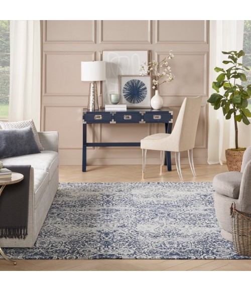 Nourison Damask Iory Navy Rug DAS06 9 ft. x 12 ft. Rect. Nourison Damask Iory Navy DAS06 9 ft. x 12 ft. Rect. Rug