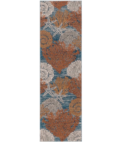 Nourison Pompeii Blue Multicolor PMP04 2 ft. X 6 ft. Rect. Rug