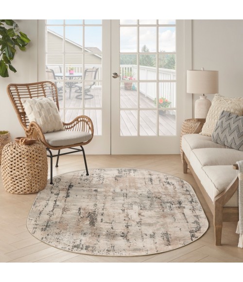 Nourison Concerto Beige Grey CNC01 6 ft. X 9 ft. Oval Rug