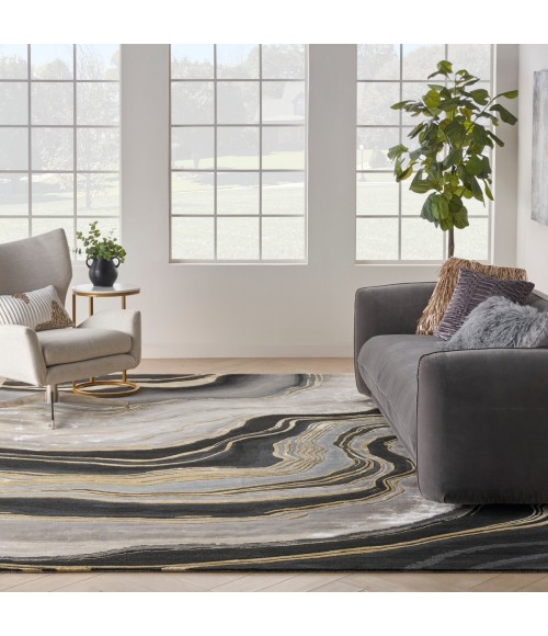 Nourison Prismatic Charcoal Grey PRS31 9 ft. X 12 ft. Rect. Rug