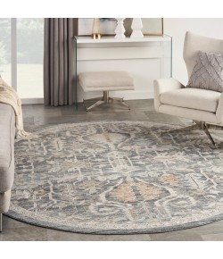 Nourison Nyle Navy Multicolor NYE02 7’10” X Round Rug