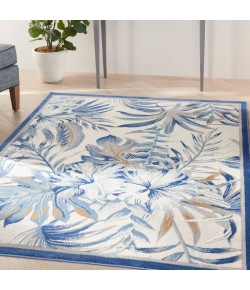 Nourison Pompeii Ivory Blue PMP02 5 ft. 3 in. X 7 ft. 3 in. Rect. Rug