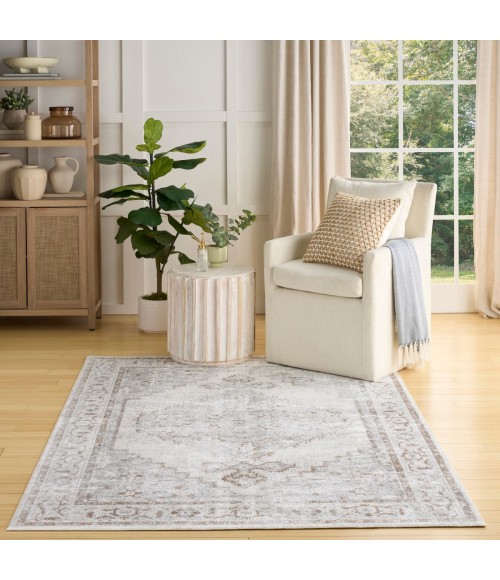 Nourison Astra Machine Washable Grey ASW11 4 ft. X 6 ft. Rect. Rug