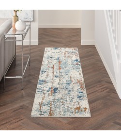 Nourison Concerto Beige Blue Rust CNC01 2 ft. 2 in. X 7 ft. 6 in. Rect. Rug