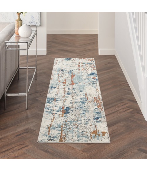 Nourison Concerto Beige Blue Rust CNC01 2 ft. 2 in. X 7 ft. 6 in. Rect. Rug
