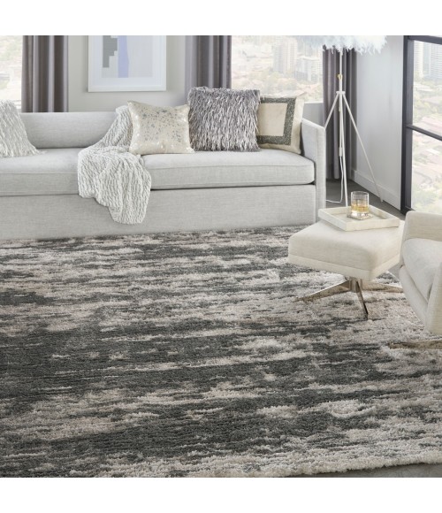 Nourison Luxurious Shag Charcoal Ivory Rug LXR02 7 ft. 10 in. X 9 ft. 10 in. Rect. - Rugs Town Nourison Luxurious Shag Charcoal Ivory LXR02 7 ft. 10 in. X 9 ft. 10 in. Rect. Rug