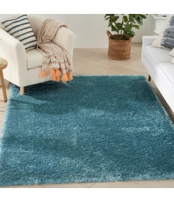 Nourison Luxurious Shag Aqua LXR05 5 ft. 3 in. X 7 ft. 3 in. Rect. Rug