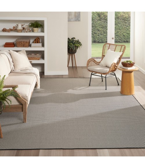 Nourison Courtyard Black White COU01 9 ft. X 12 ft. Rect. Rug
