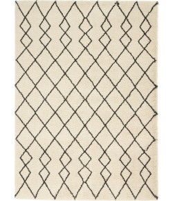 Nourison Geometric Shag Ivory/Charcoal GOS01 5 ft. 3 in. X 7 ft. 3 in. Rect. Rug