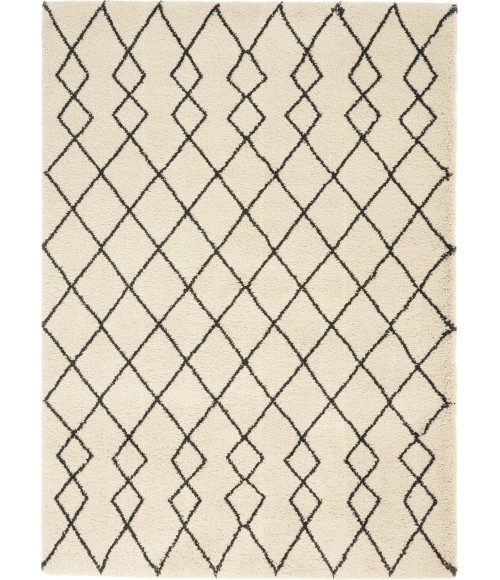 Nourison Geometric Shag Ivory/Charcoal GOS01 5 ft. 3 in. X 7 ft. 3 in. Rect. Rug
