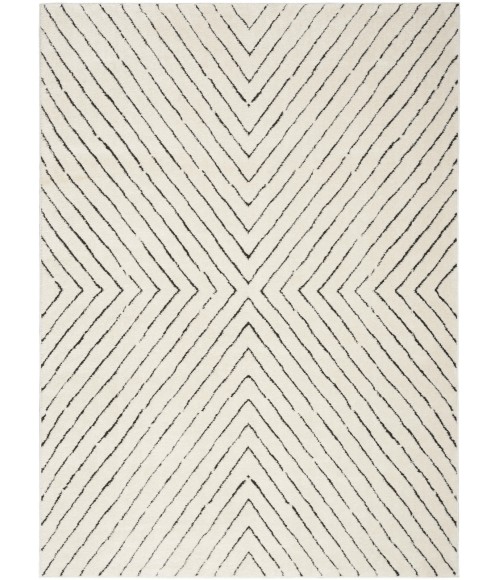 Nourison Cozy Modern Ivory Black Rug CMD01 7 ft. 10 in. X 9 ft. 10 in. Rect. - Rugs Town Nourison Cozy Modern Ivory Black CMD01 7 ft. 10 in. X 9 ft. 10 in. Rect. Rug