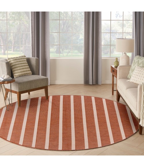 Nourison Positano Terracotta Ivory POS03 8 ft. X Round Rug