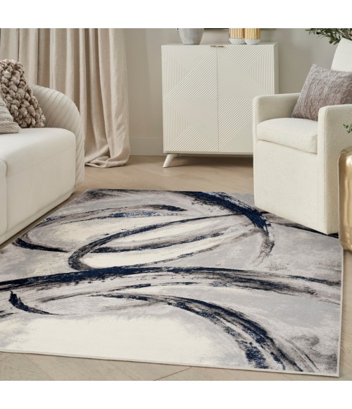 Nourison Splash Grey Navy BSK02 5 ft. X 7 ft. Rect. Rug