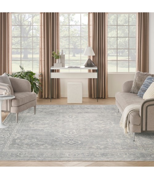 Nourison Astra Machine Washable Light Grey ASW11 9 ft. X 12 ft. Rect. Rug