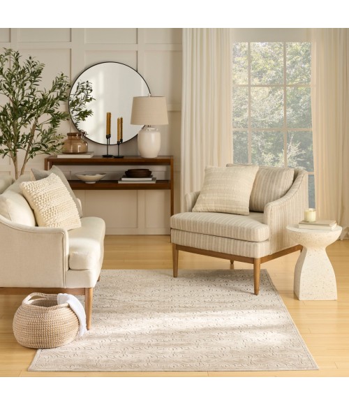 Nourison Washable Charm Beige Ivory WCH03 4 ft. X 6 ft. Rect. Rug