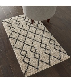Nourison Geometric Shag Ivory/Charcoal GOS01 2 ft. 2 in. X 3 ft. 9 in. Rect. Rug