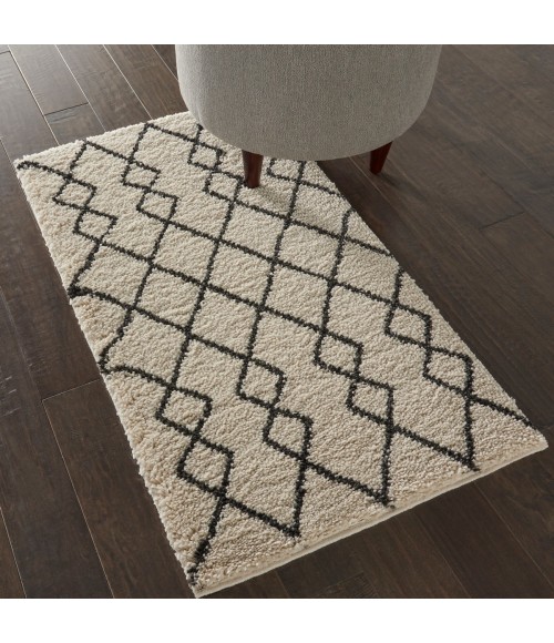 Nourison Geometric Shag Ivory/Charcoal GOS01 2 ft. 2 in. X 3 ft. 9 in. Rect. Rug