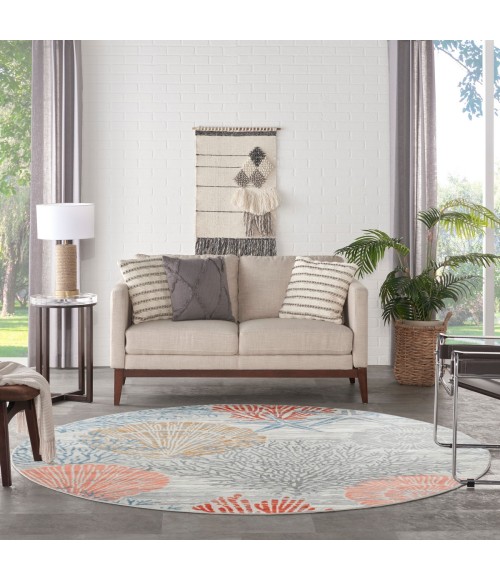 Nourison Pompeii Multicolor PMP04 5 ft. 3 in. X Round Rug
