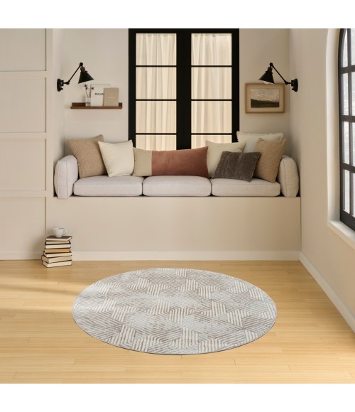 Nourison Grafix Grey GRF39 5 ft. 3 in. X Round Rug