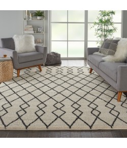 Nourison Geometric Shag Ivory/Charcoal GOS01 7 ft. 10 in. X 9 ft. 10 in. Rect. Rug