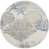 Nourison Pompeii Ivory Grey Blue PMP04 5 ft. 3 in. X Round Rug