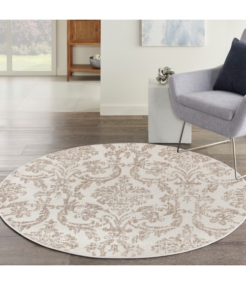 Nourison Jubilant Ivory Beige JUB09 5 ft. 3 in. X Round Rug