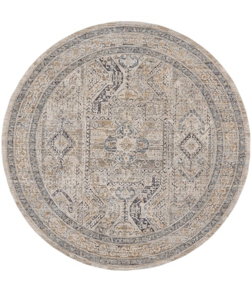 Nourison Nyle Ivory/Grey/Blue Rug NYE01 7’10” X Round - Rugs Town Nourison Nyle Ivory/Grey/Blue NYE01 7’10” X Round Rug