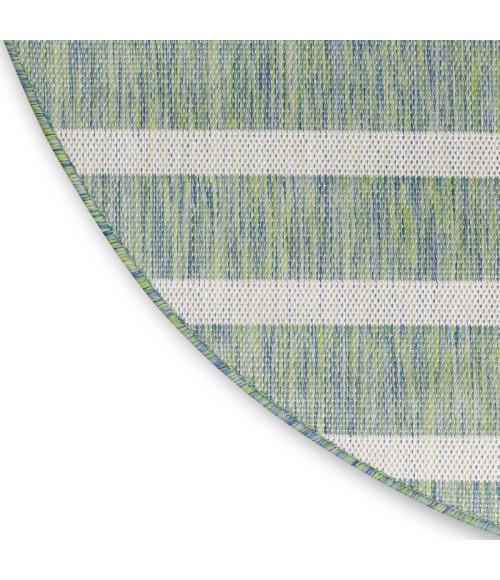 Nourison Positano Blue Green Ivory POS03 6 ft. X Round Rug