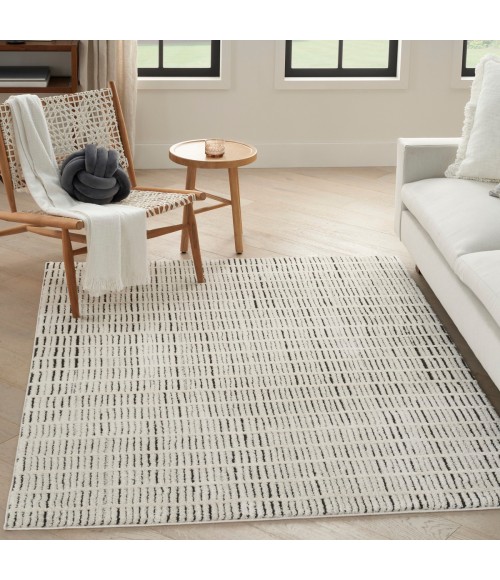 Nourison Cozy Modern Ivory Black CMD03 5 ft. 3 in. X 7 ft. Rect. Rug