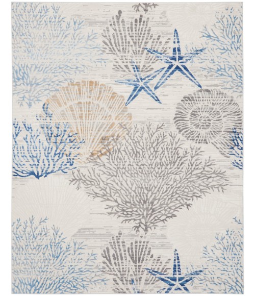 Nourison Pompeii Ivory Grey Blue PMP04 7 ft. 10 in. X 9 ft. 10 in. Rect. Rug