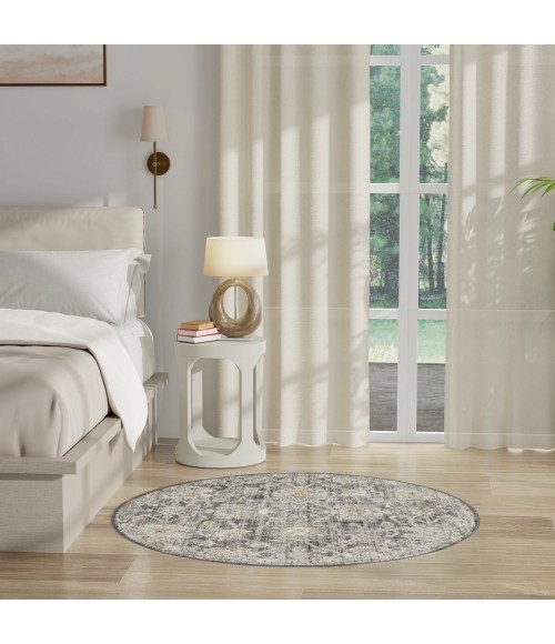 Nourison Oushak Home Charcoal OUS01 4 ft. X Round Rug