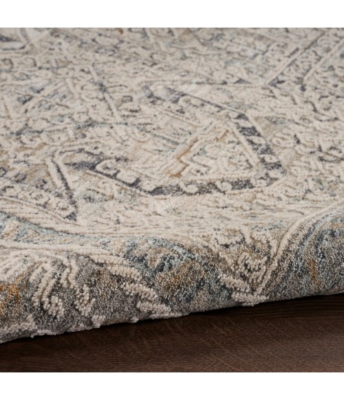 Nourison Nyle Ivory/Grey/Blue Rug NYE01 7’10” X Round - Rugs Town Nourison Nyle Ivory/Grey/Blue NYE01 7’10” X Round Rug