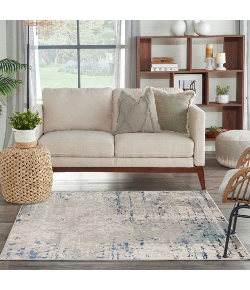 Nourison Concerto Ivory Grey Blue CNC01 5 ft. X Square Rug