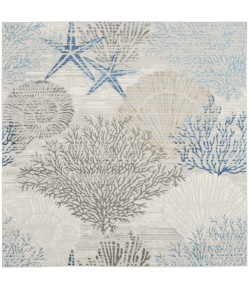 Nourison Pompeii Ivory Grey Blue PMP04 5 ft. 3 in. X Square Rug