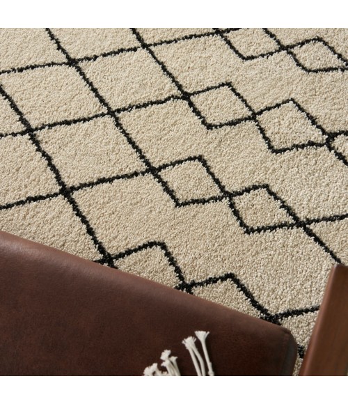 Nourison Geometric Shag Ivory/Charcoal GOS01 5 ft. 3 in. X 7 ft. 3 in. Rect. Rug