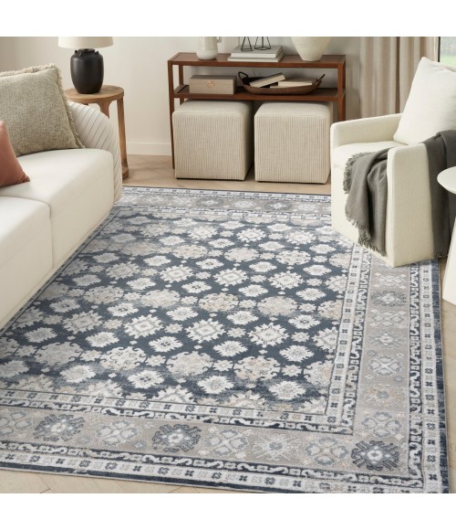 Nourison Dekor Grey Navy DEK02 7 ft. 10 in. X 9 ft. 10 in. Rect. Rug