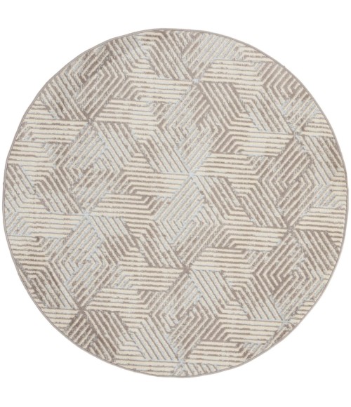 Nourison Grafix Grey GRF39 5 ft. 3 in. X Round Rug